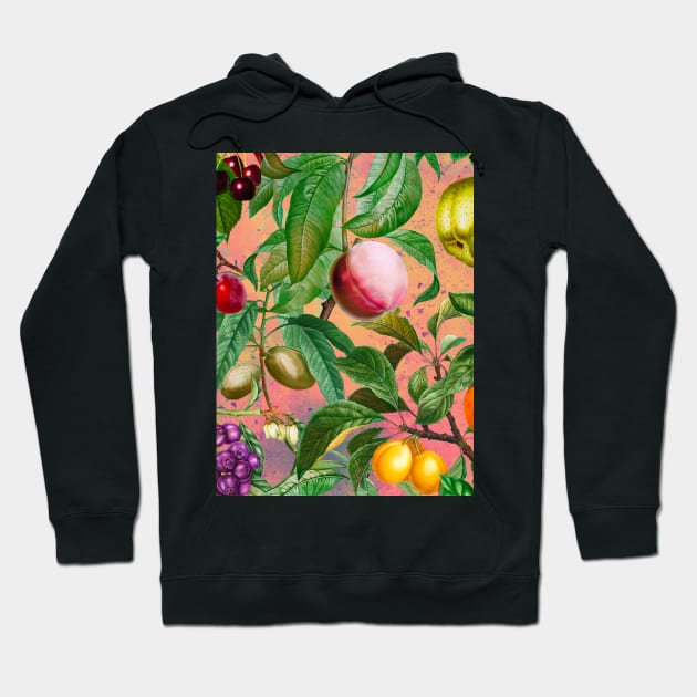 Floral paradise,Trendy tropical floral leaves and fruits, tropical pattern, botanical illustration, tropical plants, rose blush pink floral illustration Hoodie by Zeinab taha